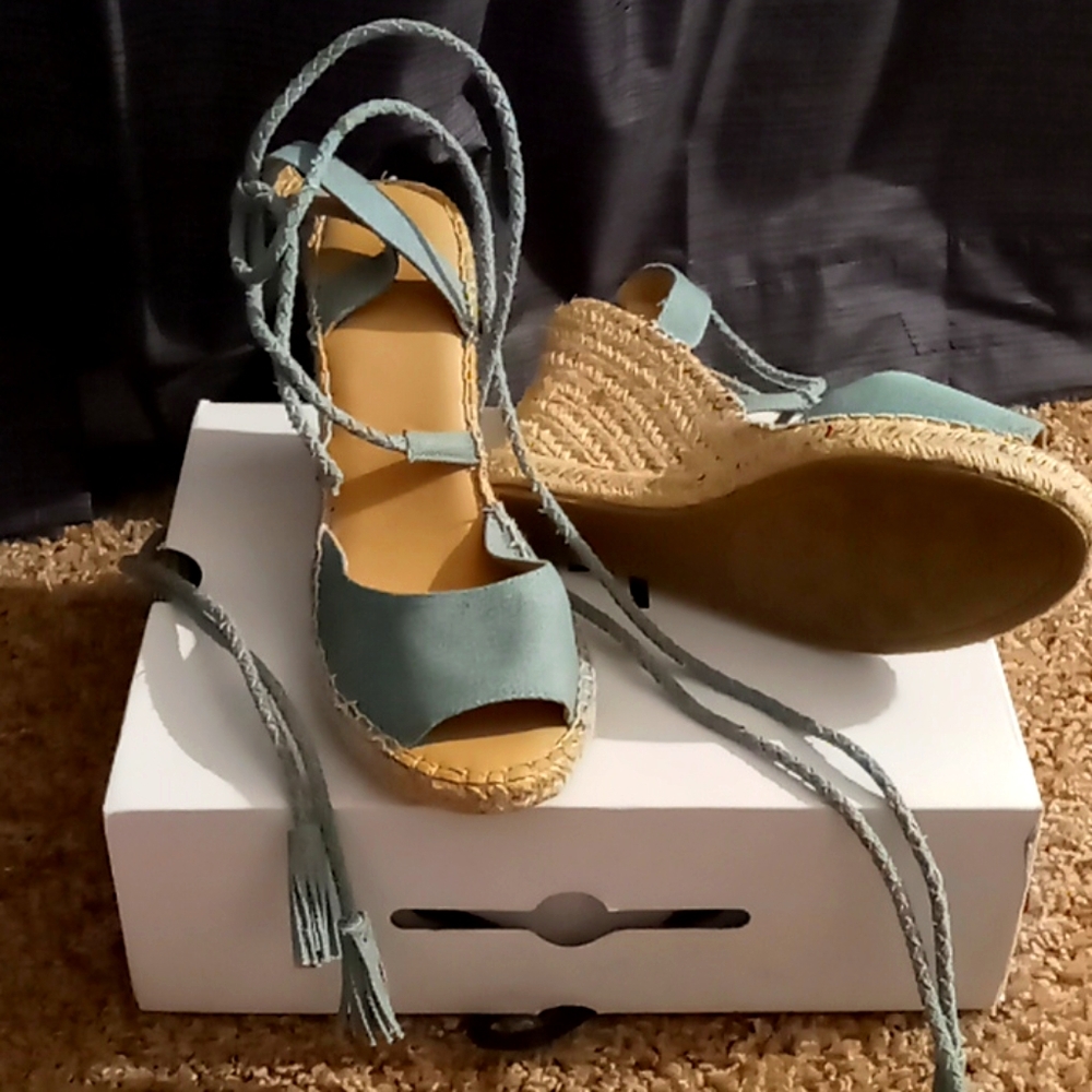 Denim Wedge Espadrille Sandals